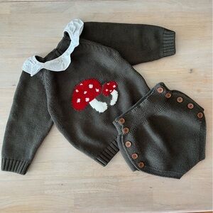 Knitted 2 Piece Set Crewneck Sweater Bloomers Shorts